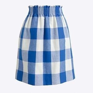 J. Crew Womens Printed Linen Cotton Sidewalk Mini Skirt Size 12 Preppy Pull On